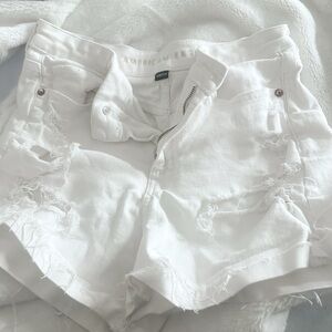 American Eagle Outfitters White Ripped Jean Shorts